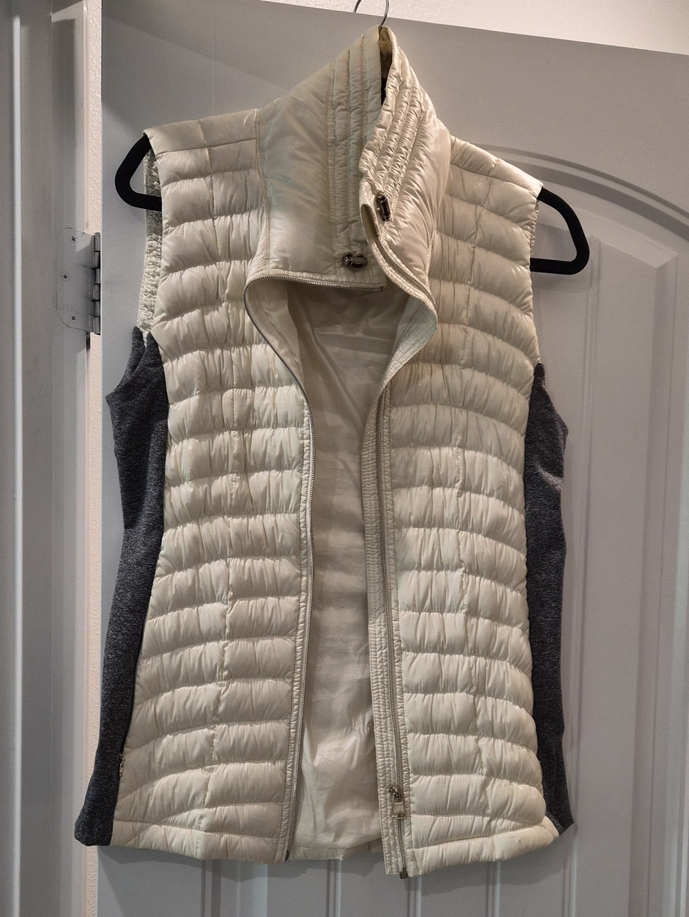 Calvin Klein Cream Quilted Puffer Vest with Gray Panels